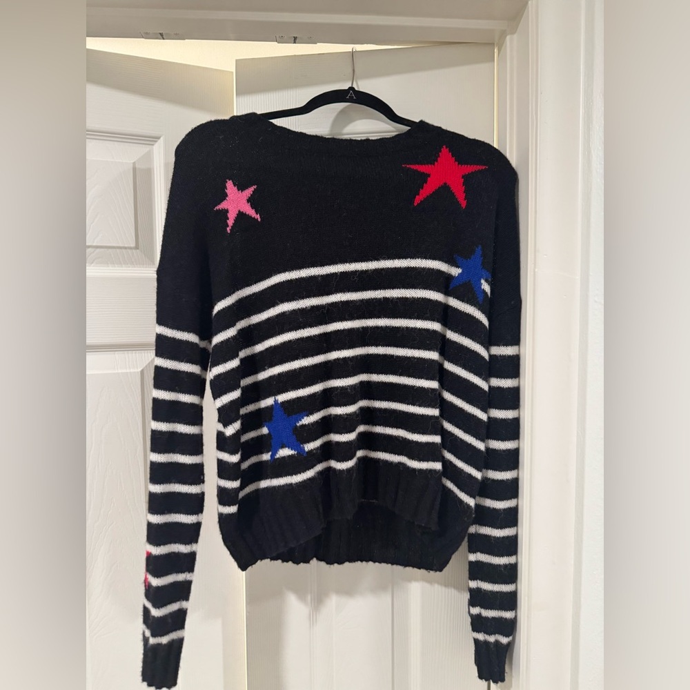 Rails Black Striped Sweater with Stars